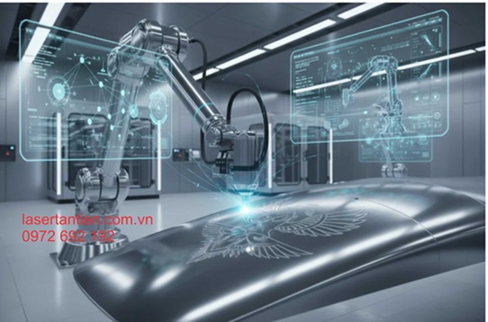 Máy khắc laser tích hợp robot tự động